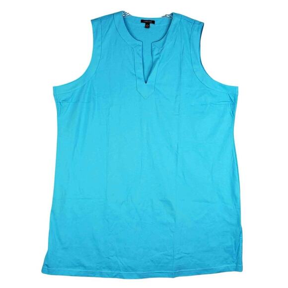 Lands End Shift Dress Women's Plus Size 3X Blue Aqua Sleeveless Mini - Picture 2 of 9